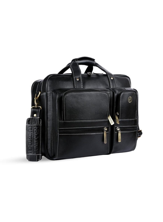  هاموندز فلاي كاتشر حقيبة مكتب جلد طبيعي للرجال، حقيبة لابتوب فاخرة . بوصة للرجال، جيوب متعددة وحزام قابل للتعديل، مثالية للمكتب والسفر والاستخدام اليومي - Image 1